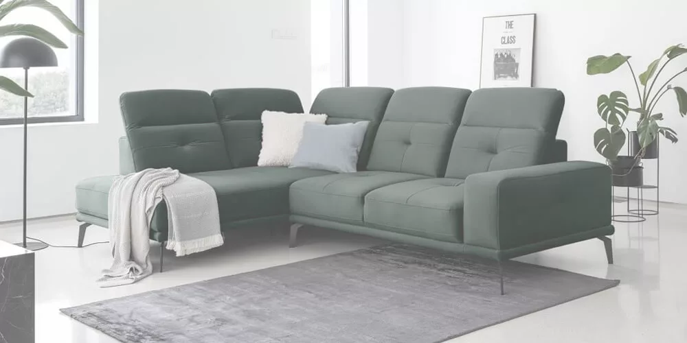 Quick-clean, stain-resistant upholstery on a modern Chicago sofa
